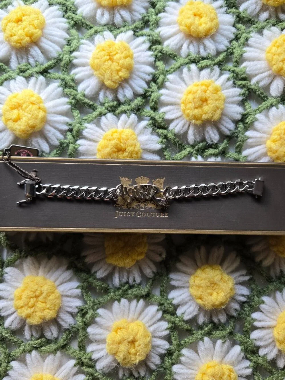 Juicy Couture Rhinestone Script Link Bracelet